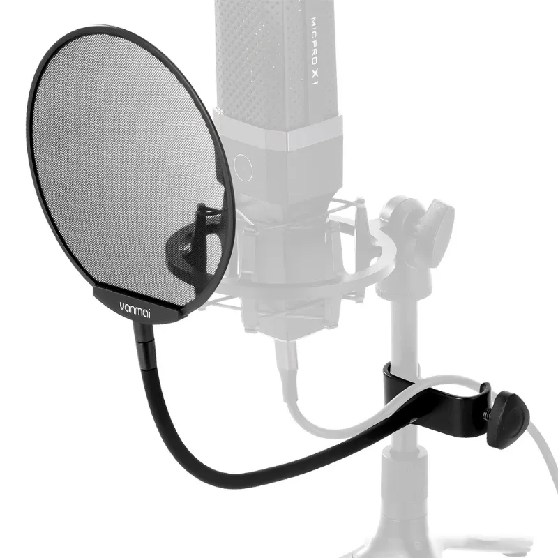 Tillbehör 1 PC Professional Microphone Pop Filter Cleaner Audio Dual Layered Pop Wind Screen med flexibel 360 ° GÅNKEL för inspelning