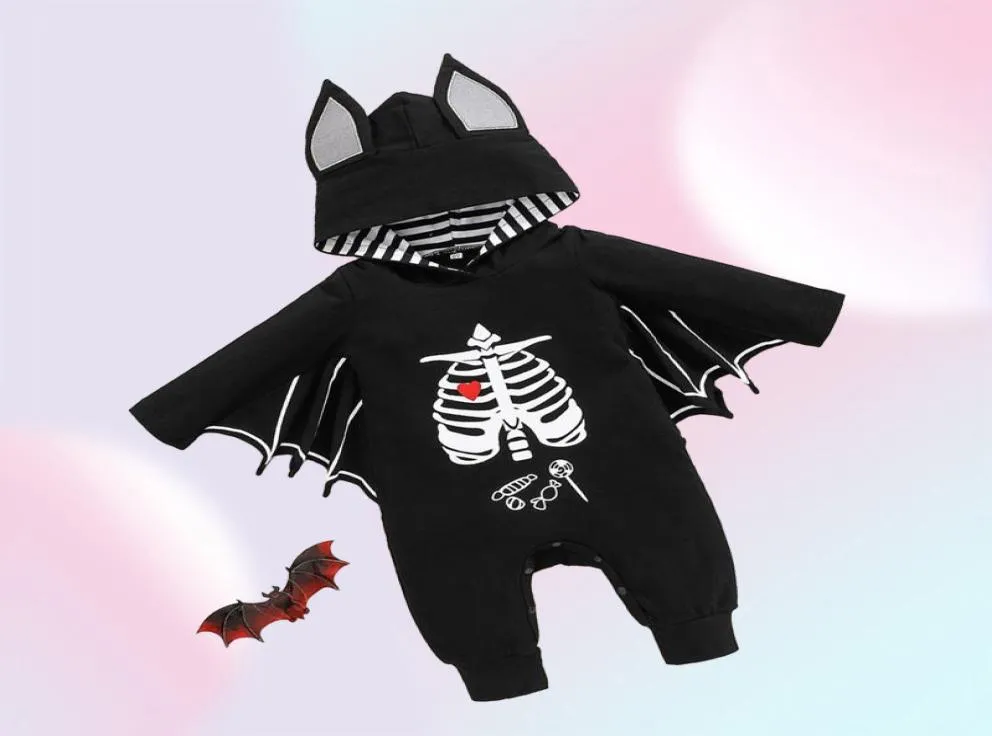 Jumpsuits Autumn Winter Born Infant Baby Boys Girls Halloween Bat Cosplay Costume Hooded Romper Jumpsuit Clothing Boy Kids Outfits2983603