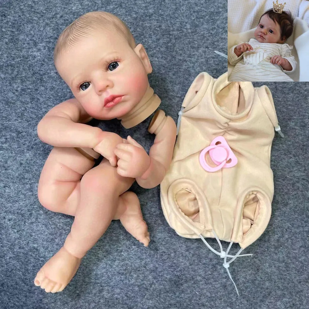 20 inch al geschilderd Reborn Baby Kit LouLou wakker met haar en wimpers 3D geschilderde huid ongemonteerde DIY handgemaakte pop onderdelen 240223