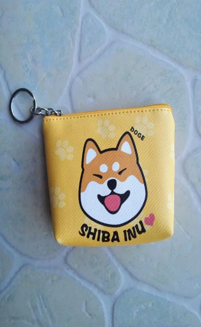 Söt shiba inu nyckelringar mini doge plånbok väska hund nyckel ring pu läder shiba inus fläkt nyckel kedja nyckelfodral gåvor1768384