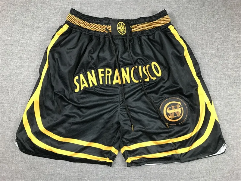 Basketball Shorts Sanfrancisco City Black Running Sports Clothes with Zipper Pockets Size S-XXL Mix Match Order High Quality Ed