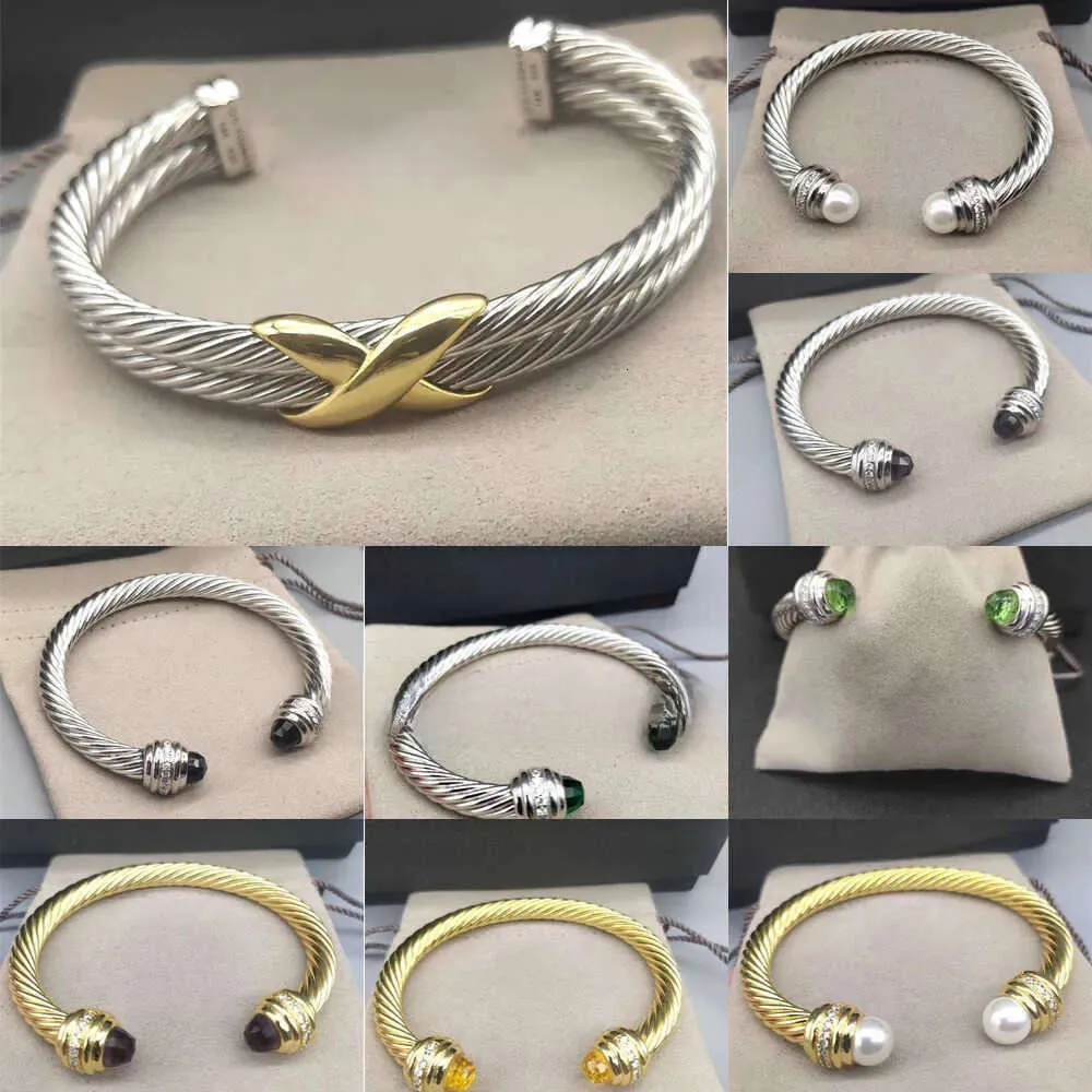 Витые золотые браслеты, дизайнерский крест, мужской двойной Dy X, проволочный браслет, женский серебряный модный позолоченный браслет, ювелирные изделия 7 10 мм