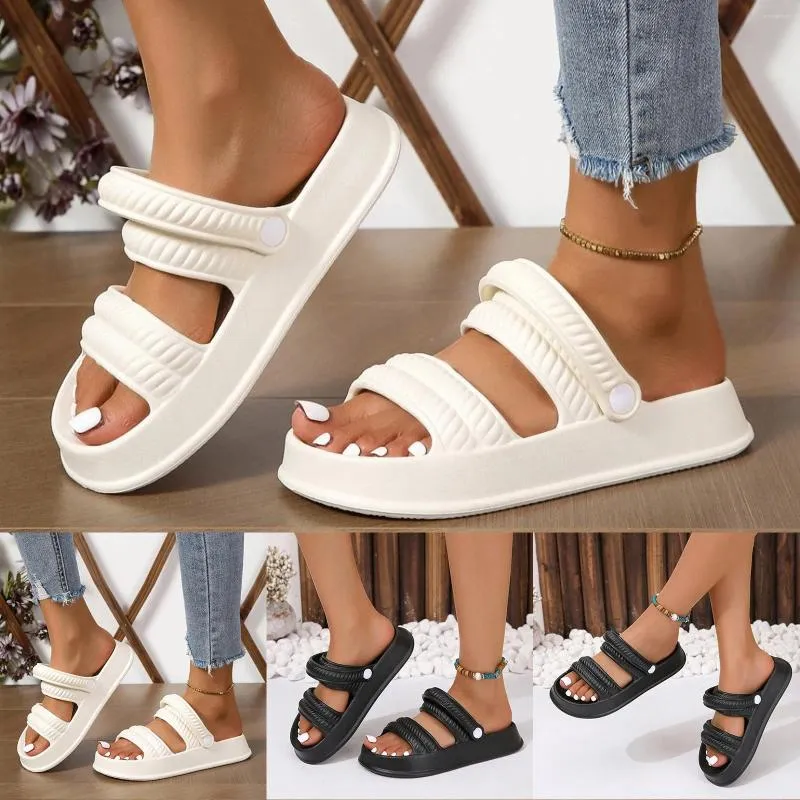 Chinelos Cool Feminino Sola Macia Antiderrapante Desgaste Resistindo Flat Beach Flops Senhora Sandálias Mulheres Nuas para