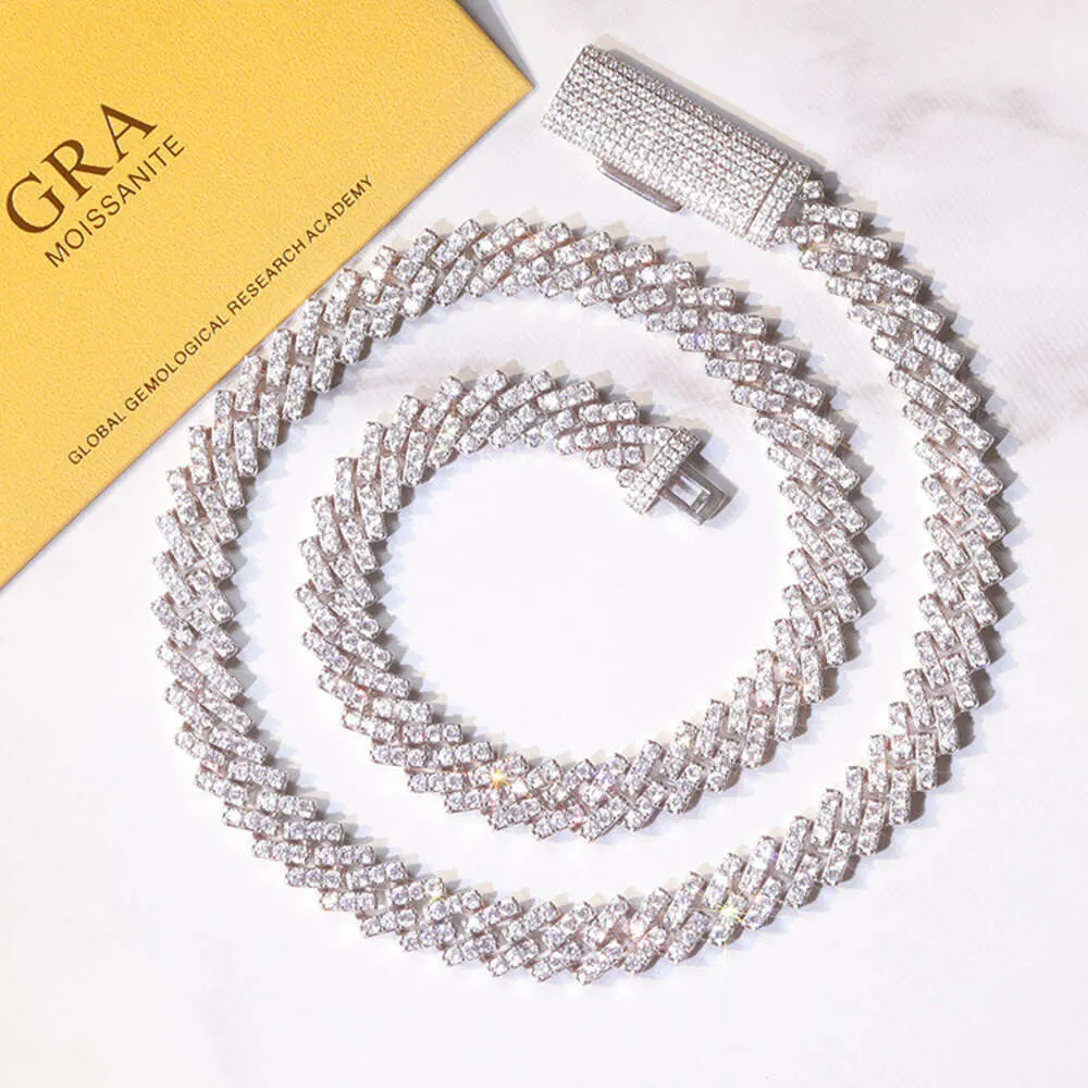 Ювелирные изделия в стиле хип-хоп, однорядное ожерелье с муассанитом шириной 10 мм и бриллиантами Iced Out Sier, кубинское звено, ожерелье
