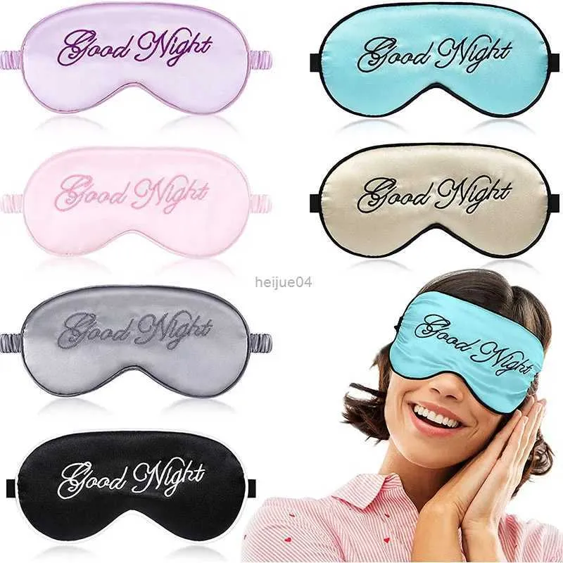 Masques de sommeil Masque de sommeil en soie brodé bouton de réglage ventilation de voyage masque de sommeil bonne nuit motif patchs pour les yeux pour aide au sommeil