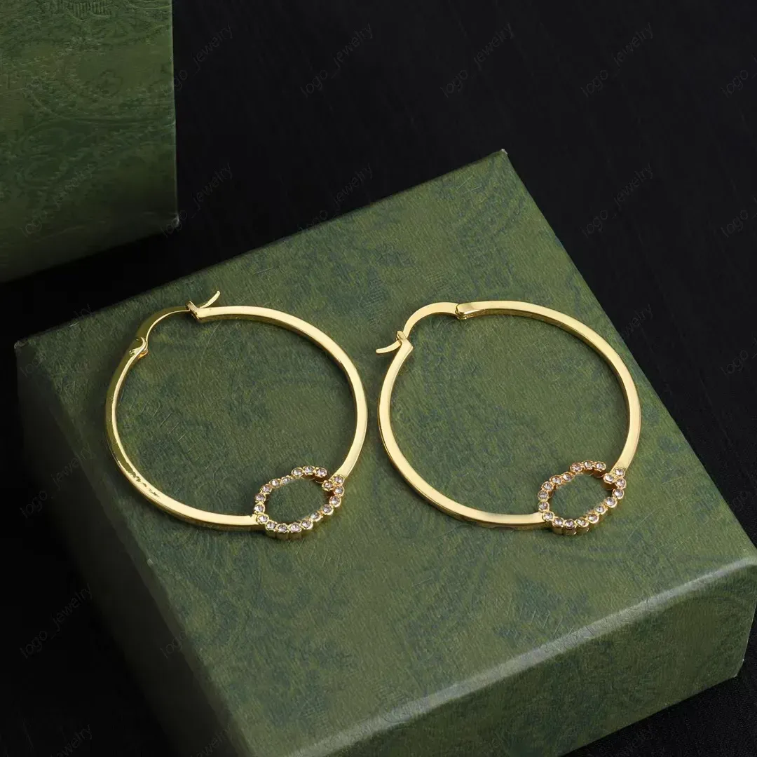 Luxur Designer Hoop örhängen för kvinnors guld diamanter örhängen stud smycken kvinnor g örhänge dingle örhänge des boucles oreilles bröllop gåva