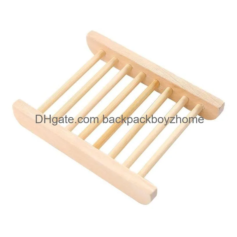 Other Bar Products 100Pcs Bar Products Natural Bamboo Trays Wholesale Wooden Soap Dish Woodens Soaps Tray Holder Rack Plate Box Contai Dhauo