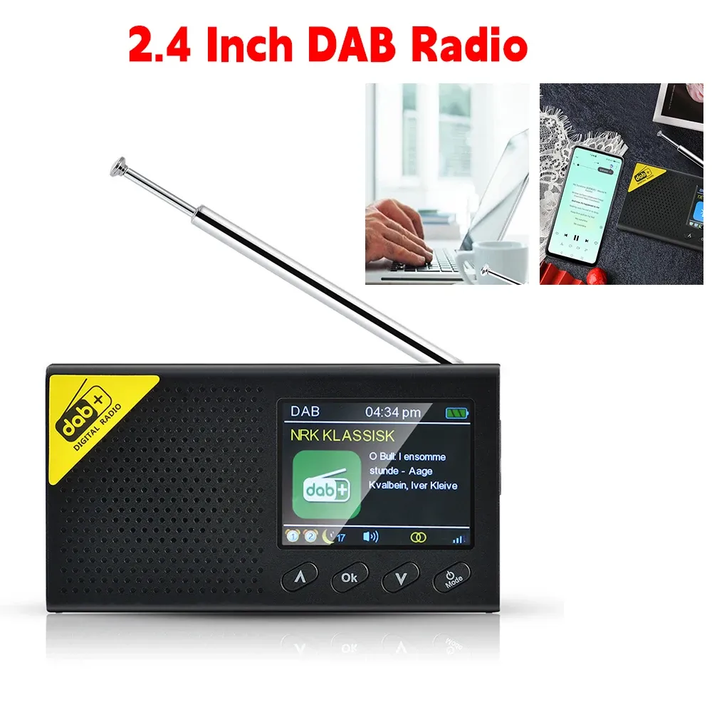 Radyo 2.4 inç DAB Radyo LCD Ekran Bluetooth 5.0 Dijital Radyo FM Stereo Sesli Yayın Oynatıcı Taşınabilir Radyo Alıcı