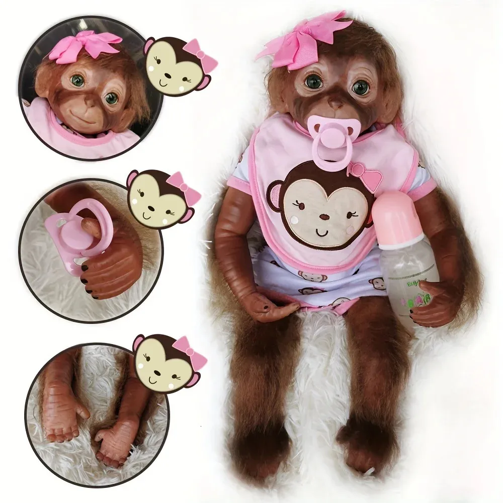 OtardDolls 20 Macaco Reborn Bonecas Handmade Bebê Bonito Com Toque Suave Realista Criança Boneca Para Crianças Aniversário 240223