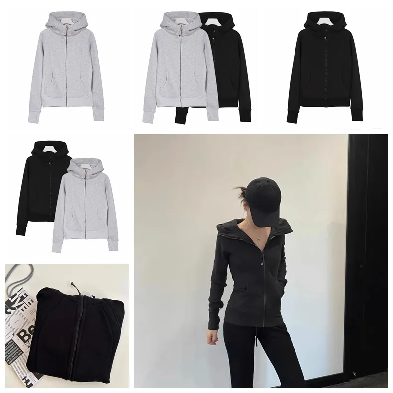 Lu-lu Hoodie Scuba Full Zip Hoodie Sutra Full Zipper Fleece Fit Fit Coat Women