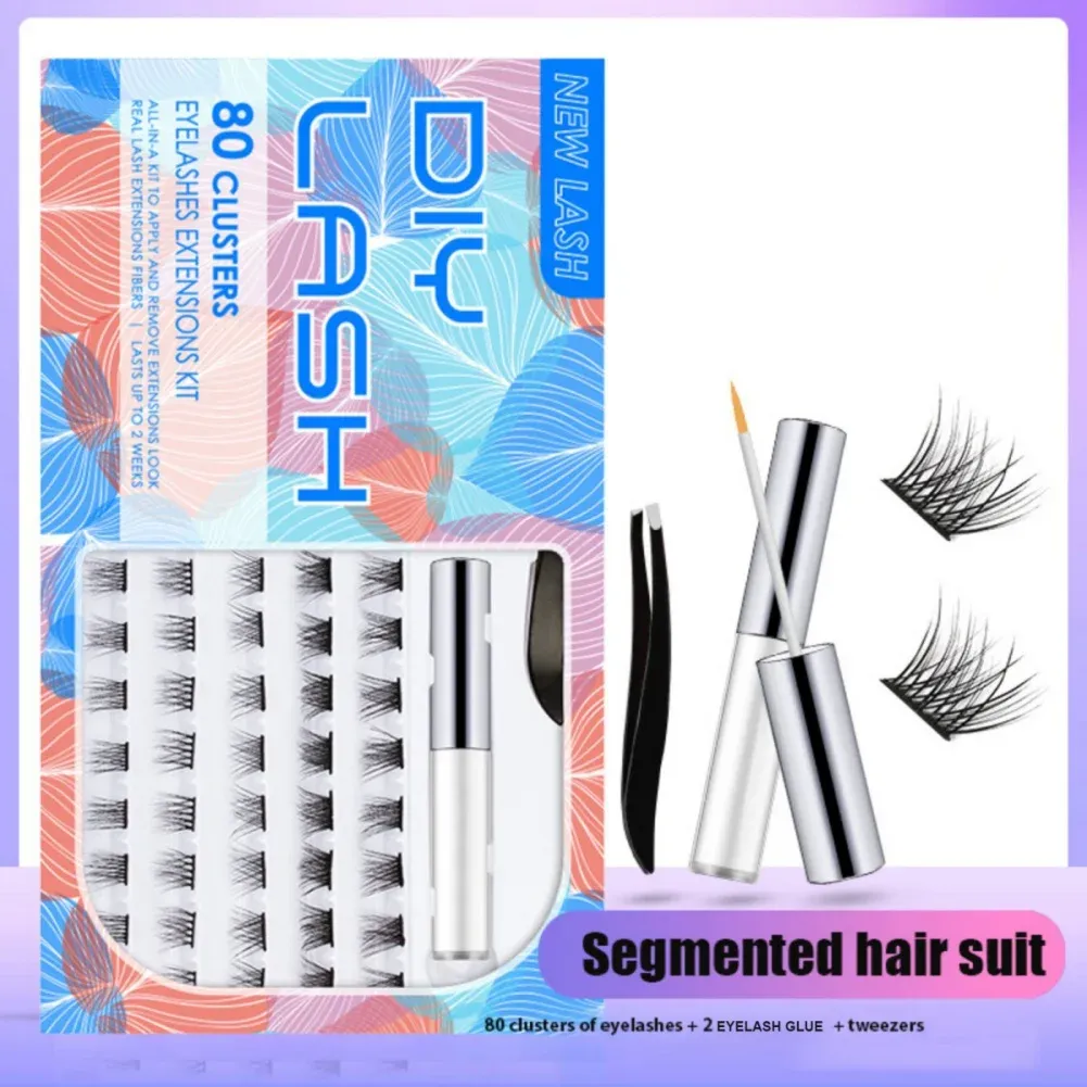 Eyelashes 72/80 Clusters Lashes Eyeliner Eyes Makeup Lash Extension Kit Wispy Volume With Applicator Eyelashes Beauty Health DIY Easy Use