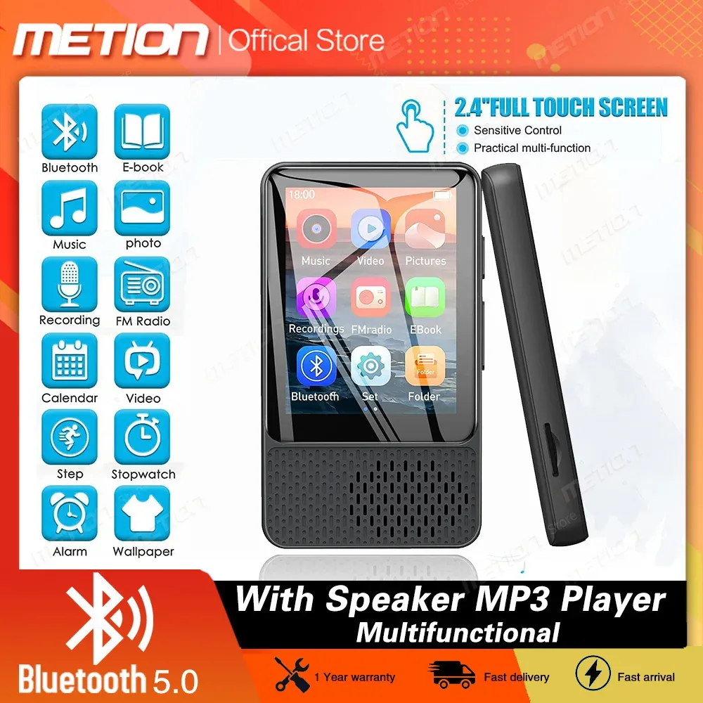 Oyuncular 2.4 "Tam Dokunmatik Ekran MP3/MP4 Oyuncu Bluetooth HiFi Kayıpsız Müzik Video Player Portable Sports ile Konuşmacı FM/Pedometre/E -Kitap