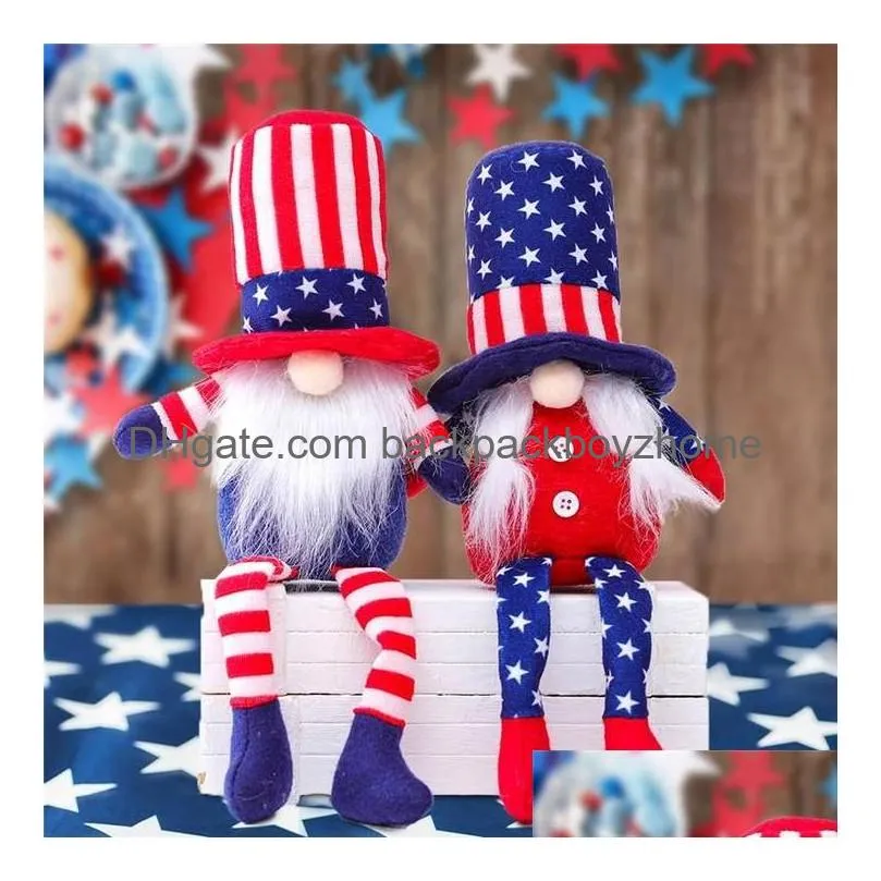 Festa favor americano dia da independência gnome vermelho azul artesanal patriótico anão boneca crianças 4th de jy presente decoração de casa gota entrega h dhwfb