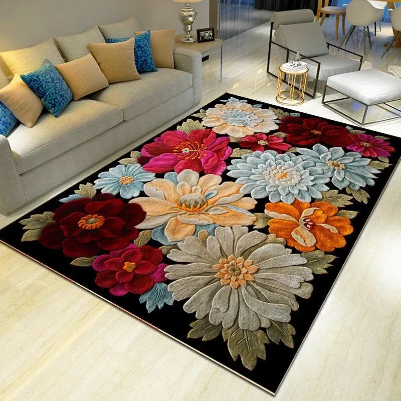 Tapete de flor 3d para corredor, capacho para quarto, retângulo floral, sala de estar, clássico, oceano, crianças, cozinha, escadas, carpete antiderrapante, tapete de corredor de hotel