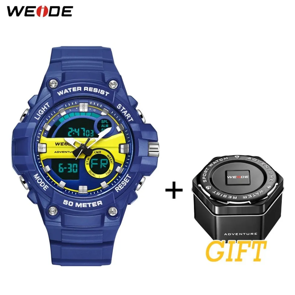 Weide Sports Military Clock Clock Digital Product 50 مترًا مقاومًا للماء Quartz Hand Gen Wristwatches302S