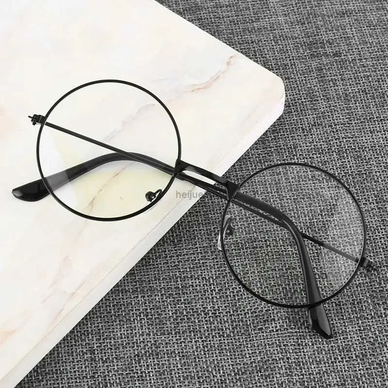 Brilmontuur Mode Ronde Metalen Frame Blauw Licht Blokkerende Persoonlijkheid College Stijl Heldere Lens Bril Oogbescherming Mobiele Telefoon Game