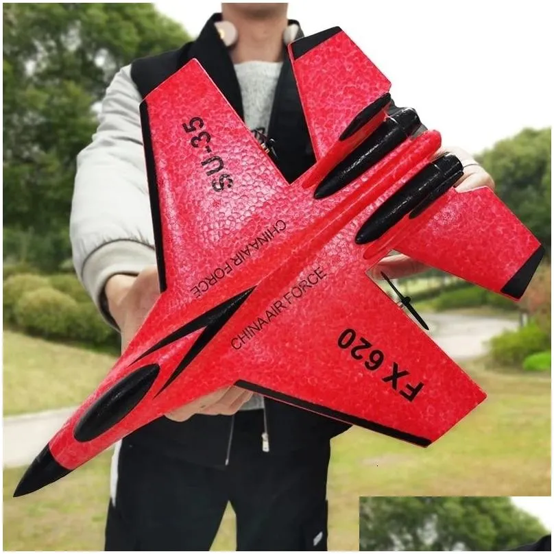 Aereo elettrico/Rc Electricrc Rc Foam Su-35 Aereo 2.4G Radiocomandato Aliante Aereo remoto Ragazzi Giocattoli per bambini Consegna a goccia G Dhyrp