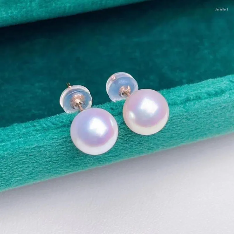 Stud Earrings Classic Pearl Gold 18K Jewelry For Daily Wear Real Prevent Allergy Rose