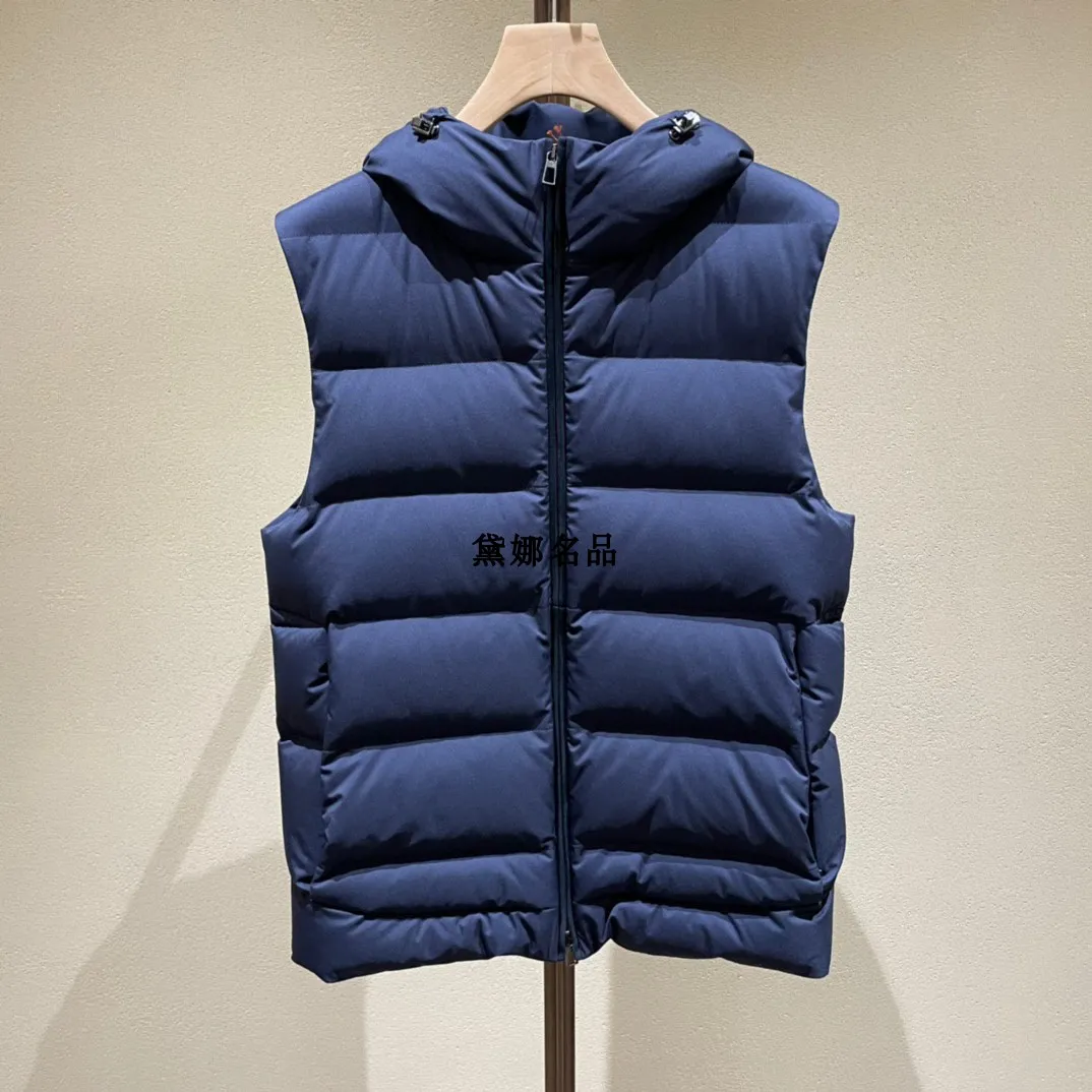 Gilet da uomo Autunno e Inverno loro Gilet in piumino con cappuccio in cashmere piana