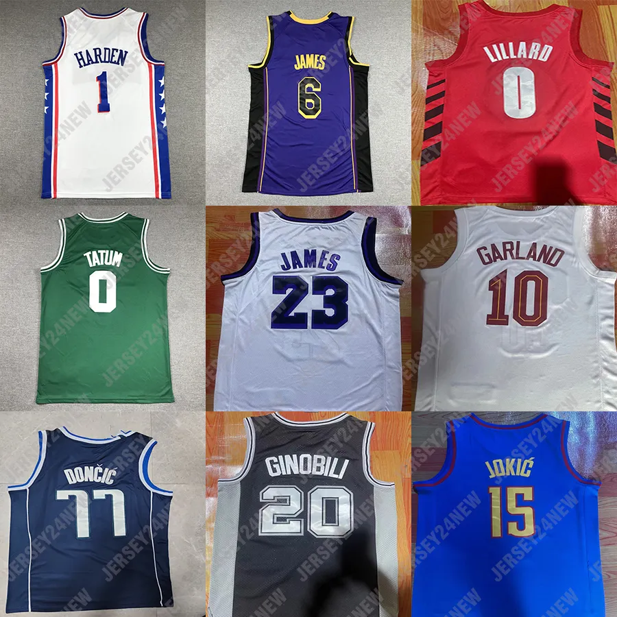 Stitched Men Jersey LeBron James Harden 6 Basketball Jersey Manu Ginobili Lillard Jayson Tatum Lamelo Ball Darius Garland Paolo 5 Banchero Doncic Kyrie Irving