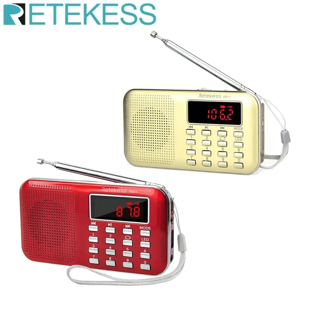 Radio RETEKESS PR11 Ricevitore radio portatile FM AM 2 bande mini radio digitale tascabile con lettore USB MP3 supporto scheda TF disco USB F9210J