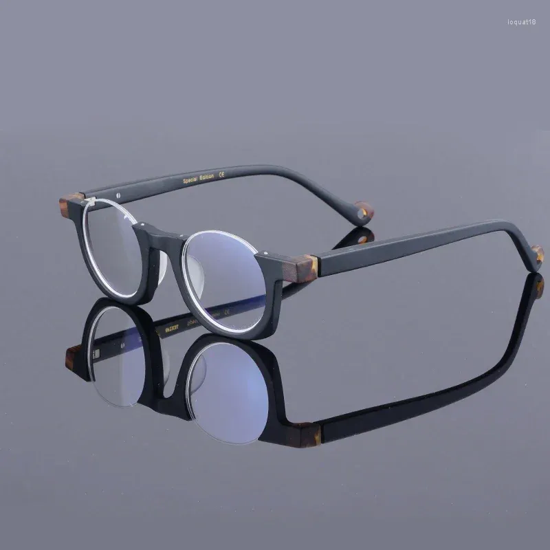 Zonnebrilmonturen Mode Vintage Frame Ronde Halve Brillen Mannen Klassieke Merk Designer Trend Reizen Voor Vrouwelijke Hoge Kwaliteit