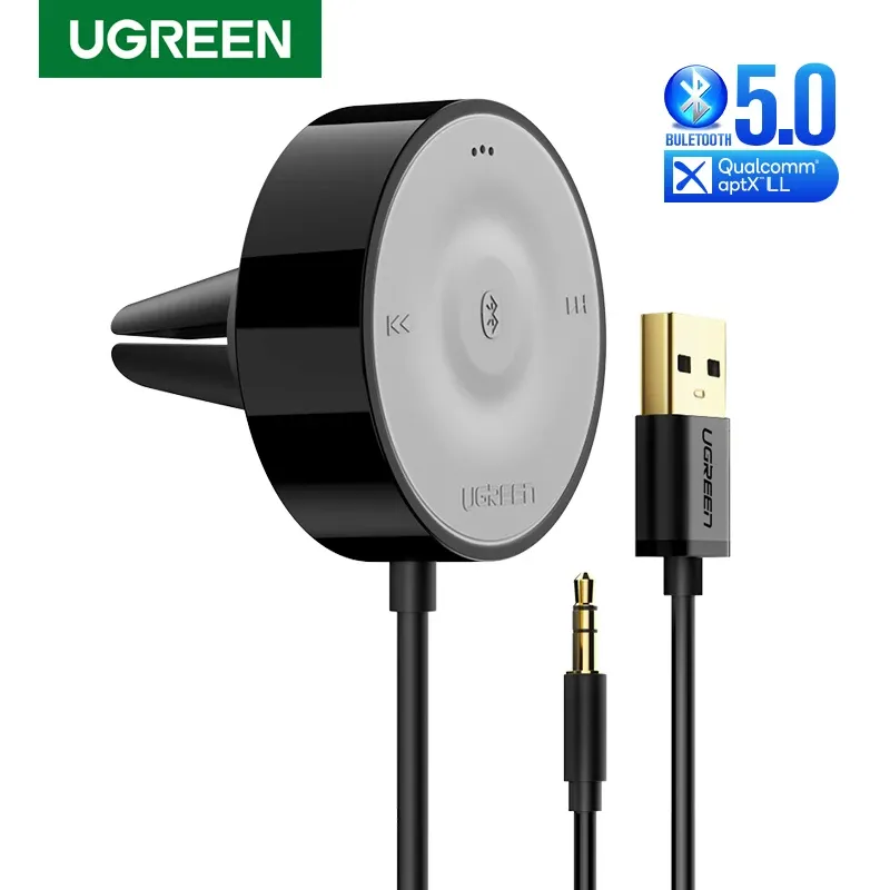 Speakers UGREEN Bluetooth 5.0 Car Kit Receiver aptX LL Wireless 3.5 AUX Adapter for Car Speaker USB Bluetooth 3.5mm Jack Audio Receiver