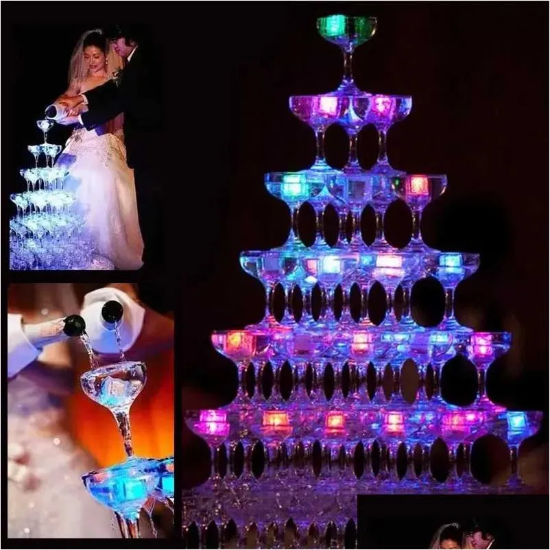 LED -gadget Aoto Colors Mini Romantic Luminous Artificial Ice Cube Flash Light Wedding Christmas Party Decoration ZZ Drop Delivery El Dhzpy