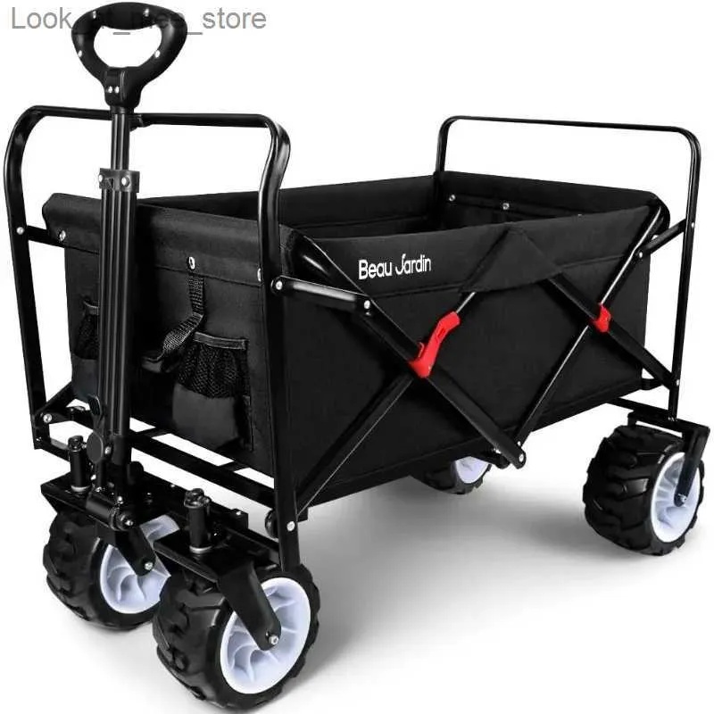 Shopping Carts Folding beach cart grocery canvas portable rolling outdoor garden sports heavy-duty shopping cart all terrain wheels Q240227