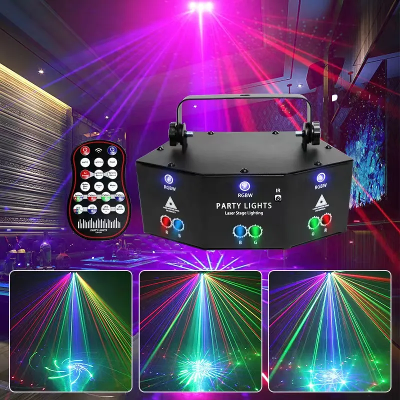 LED Disco Laser Light DMX 9 Eyes RGB Stage Lighting Effect för DJ Club Bar Decoration Party Lights Projector Lamp Halloween