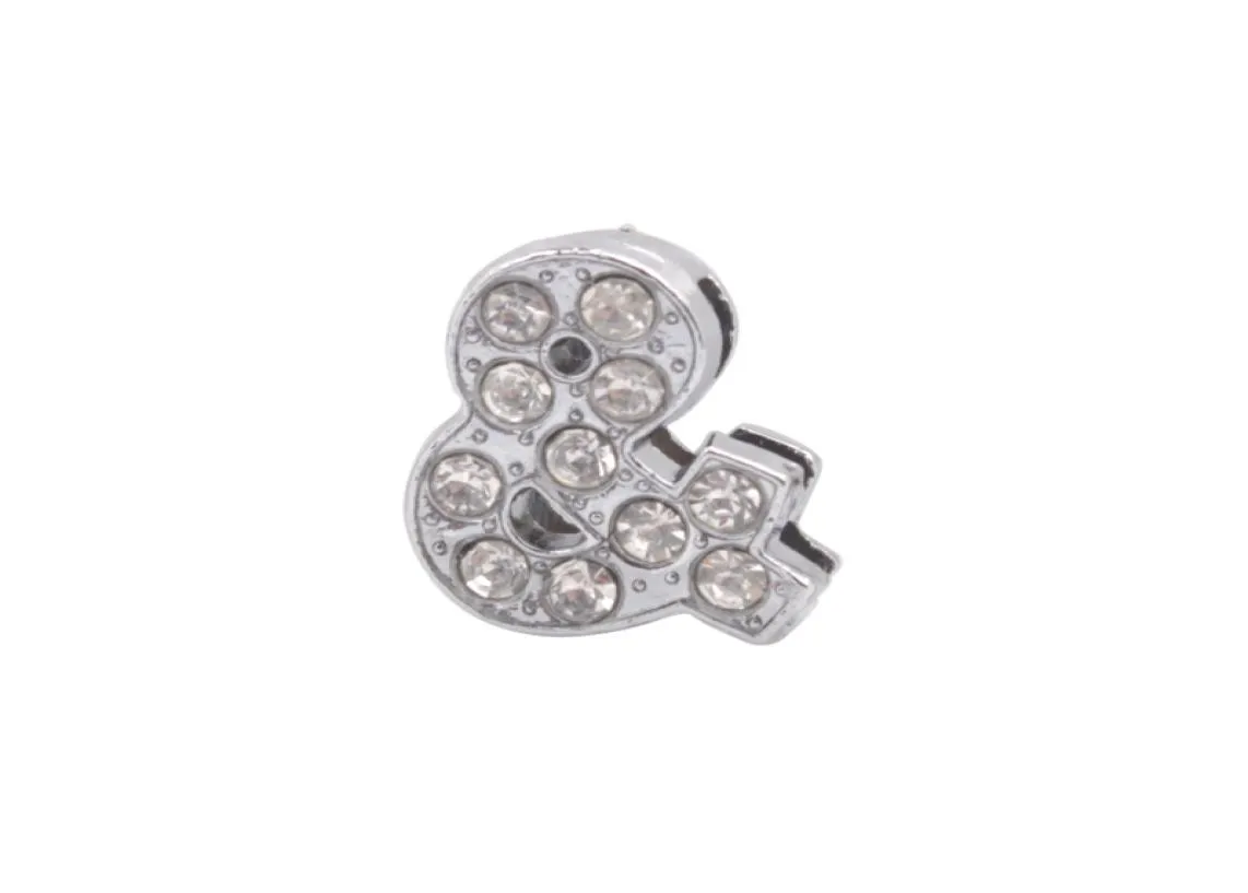 Neu eingetroffen 20 Stück modische Strass-Dia-Symbol-Charms zum Selbermachen für 10 mm Lederbandgürtel 921711530189