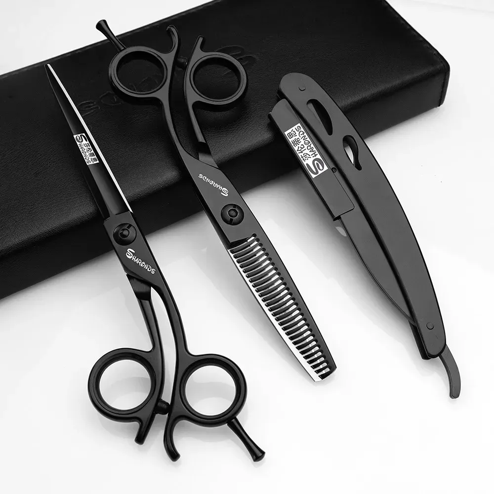 Clippers 6 Zoll schwarzer japanischer Import professioneller Schere Set Salon Friseur Werkzeuge Haar Trimmer Rasiermesser Ausdünnung Schere