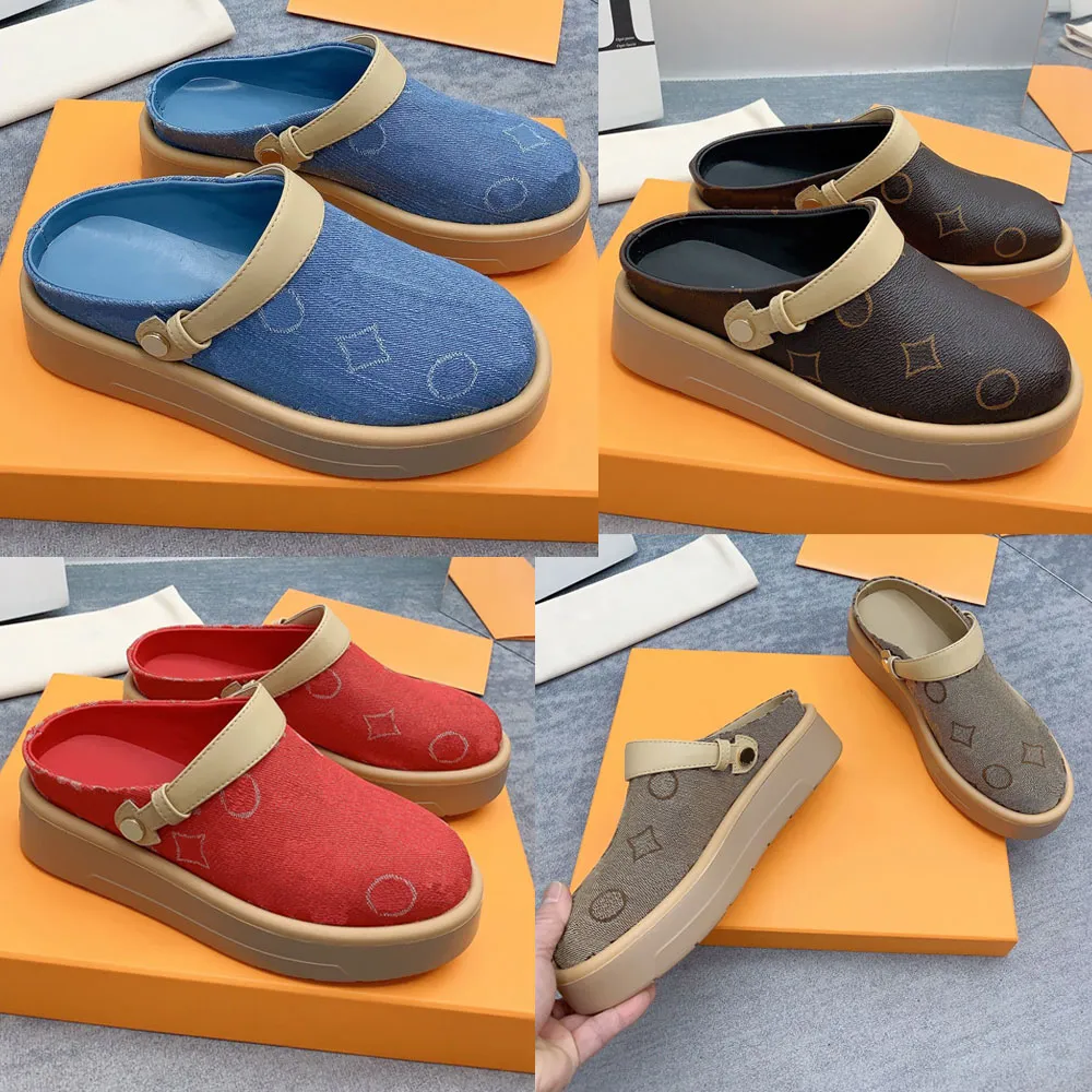 Aspen Platform Clog femmes hommes sandales sandales de luxe est disponible en denim délavé pour une plage décontractée sandales marque sabots printemps été sandale vacances sandale