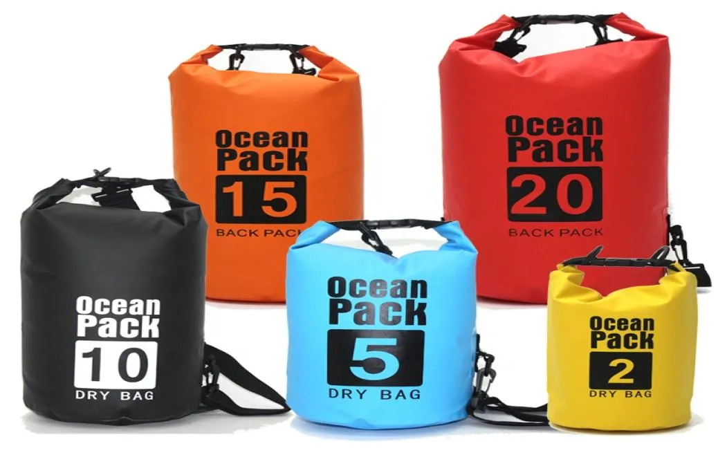 2L 5L10L15L20L 30L Outdoor-Taschen Bootfahren Schwimmend Wandern Kajak Nass 500D Outdoor Polyester PVC Ocean Pack wasserdichter Trockenbeutel6299039