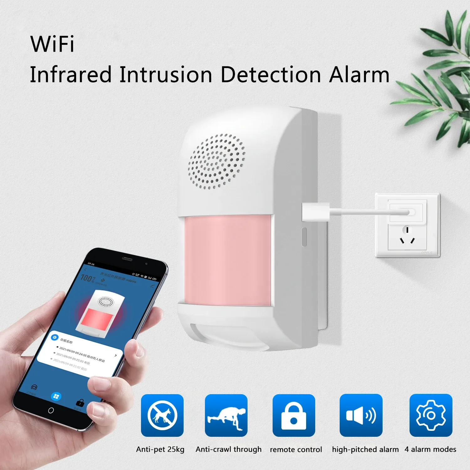 Detektor Tuya WiFi PIR Motion Sensor Home Burglar Alarm System Infraröd rörelse Detektor Fjärrkontroll PET Immun Timing Arm