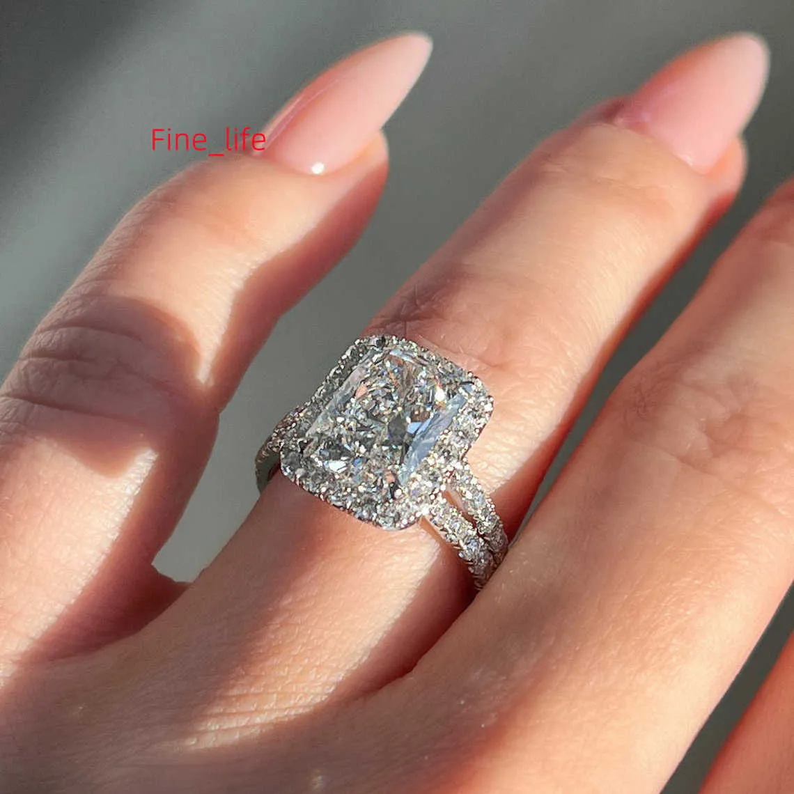 Bague de mariage personnalisée en diamant cultivé en laboratoire, rayonnant 3ct, en or S925 10K 14K 18K, bijoux fins, bague de fiançailles Hola Moissanite