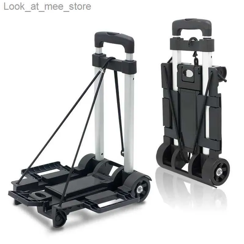 Shopping Carts 1 foldable shopping cart portable telescopic handcart for purchasing food mobile freight travel essentials Q240227