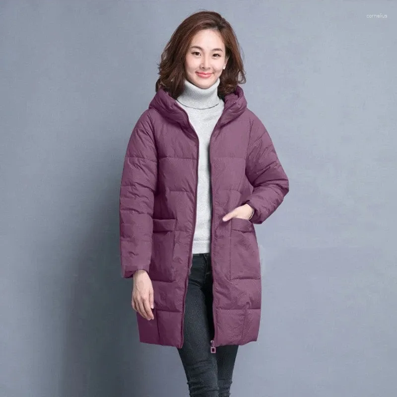 Women's Trench Coats 6XL Women Thicken Warm Hooded Parkas 2024 Winter Jacket Long Down Cotton Coat Femmale Fashion Solid Loose Casual