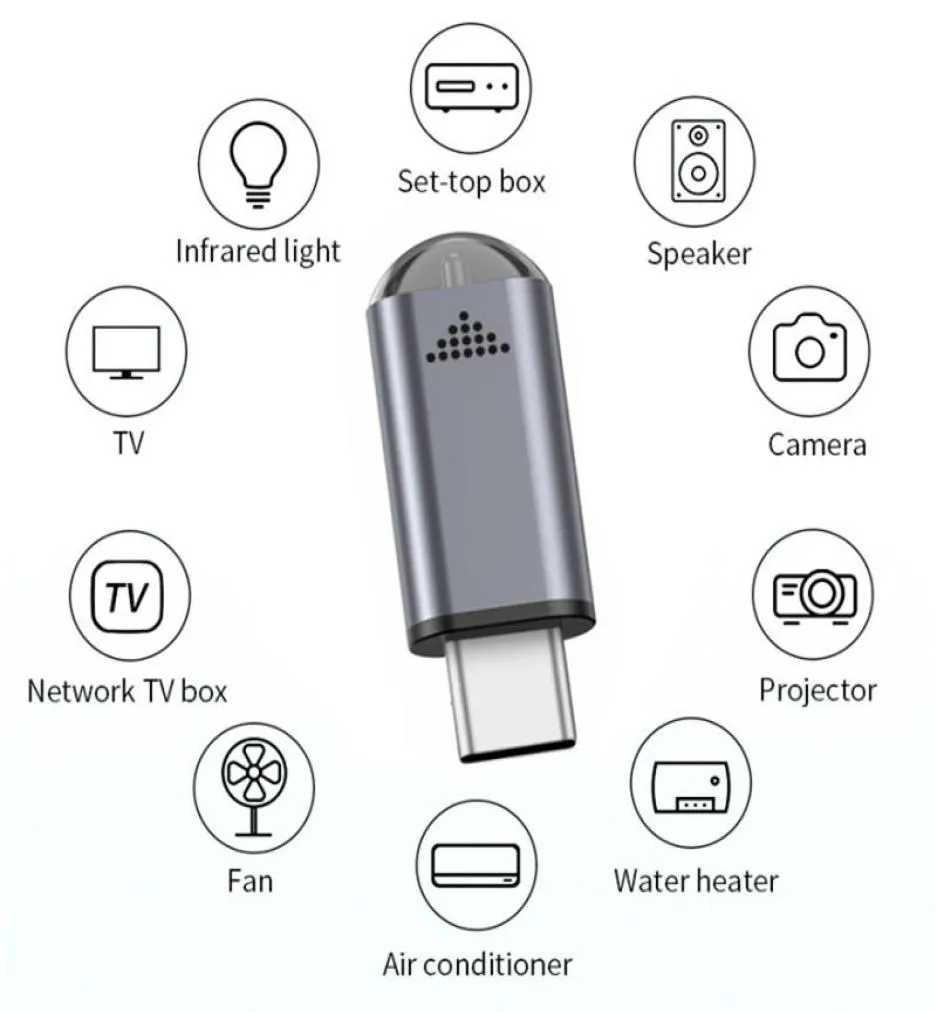 Интерфейс Micro USB TypeC Беспроводной инфракрасный адаптер дистанционного управления Смарт-приложение для управления телефоном-передатчиком для телефонов Android1453937