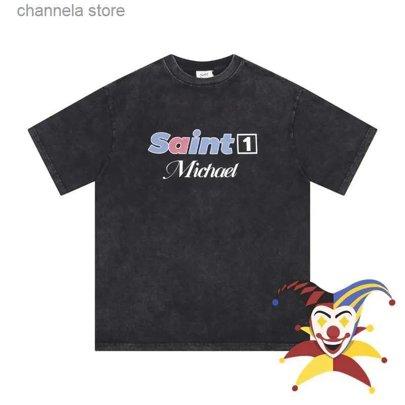 Męskie koszulki umyte T-shirt Saint Michael Men Men Top Tes T Shirt T240227