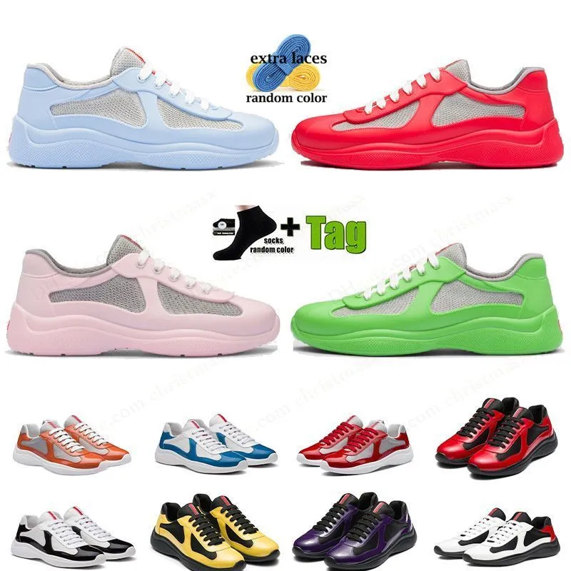 2024 Luxury Running Shoes Designer Sneakers America Cup High Top Low Soft Moft Casual Shoe Black Blue Green Red White Runner Trainers Man Big Size