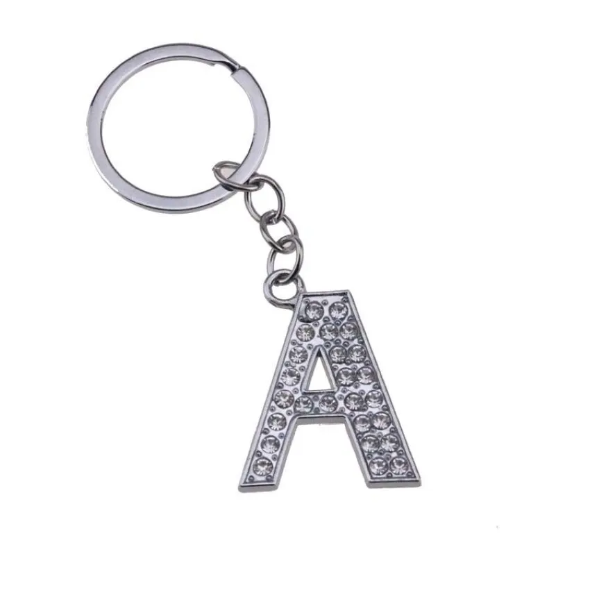 120st Lot Alloy Alphabet Letter Full Rhinestone With Split Ring Nyckelring DIY Tillbehör 3 2 285D