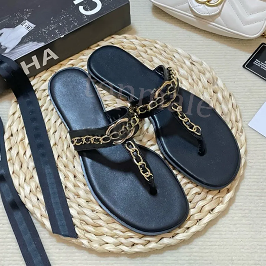 مصمم Flip Flops Channellies Womens Flats Slippers Summer Beach Sandals Mode Mode Mome Home Slide Nasual Shoes