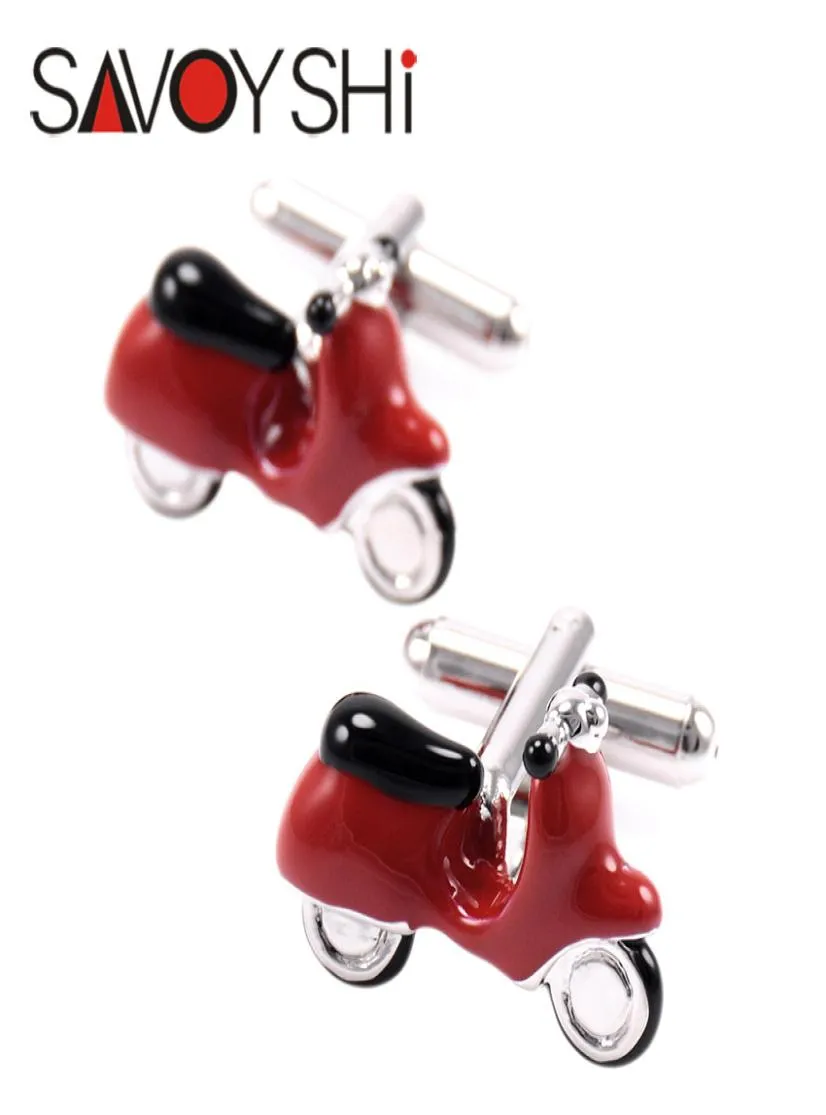 Savoyshi Fashion 3D Motobike Cufflinks for Mens Shirt Cuff Nails高品質の赤いエナメルカフリンク