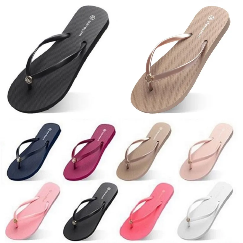 stil en tofflor strand glider skor flip flops kvinnor grön gul orange marin bule vit rosa bruna sommarsandaler