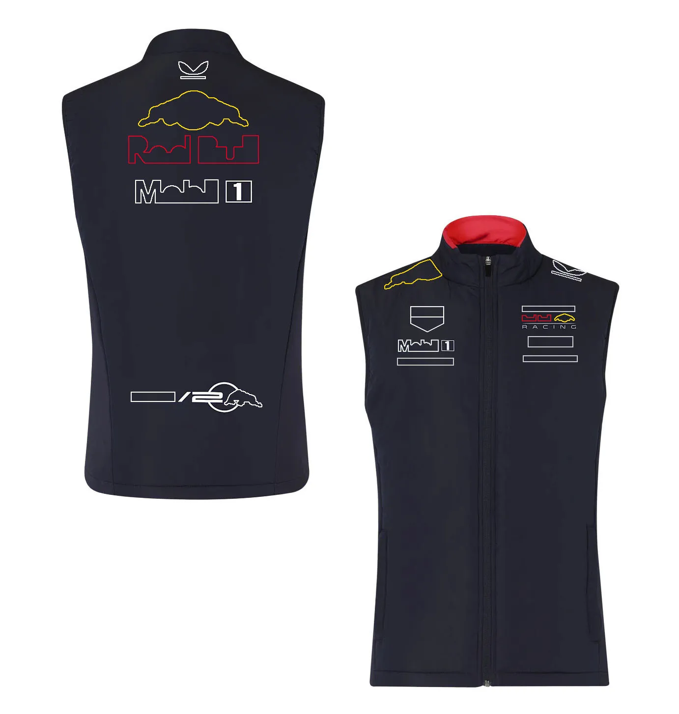 2024 NEW F1チームGilet F1式1レーシングメンズフルジップノースリーブジャケットドライバーレーススタンドアップカラースウェットシャツベストジャケットユニセックス