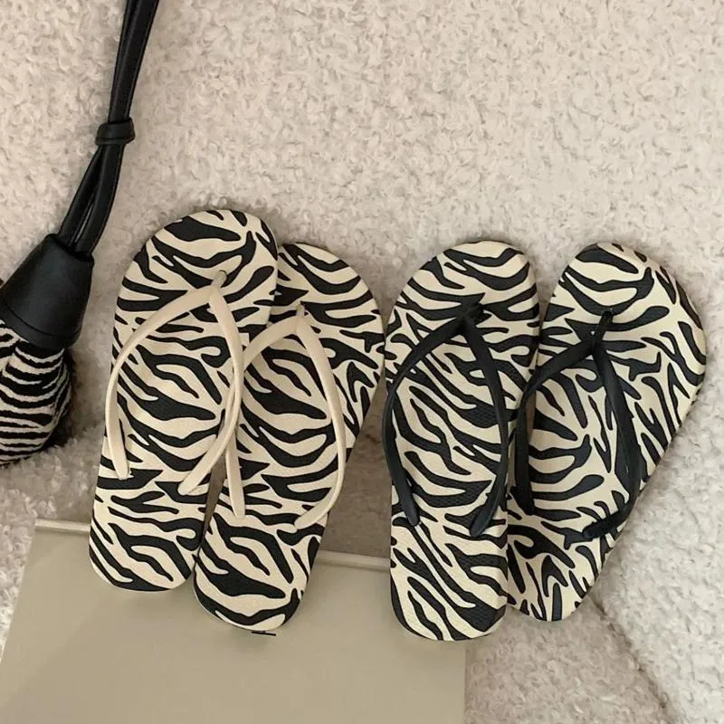 Hausschuhe Zebrastreifen Damen Sommer Flip-Flops Home Damen Sandalen Damen Flipflop Cloud Slipper Flache Schuhe Mode Strand Flop