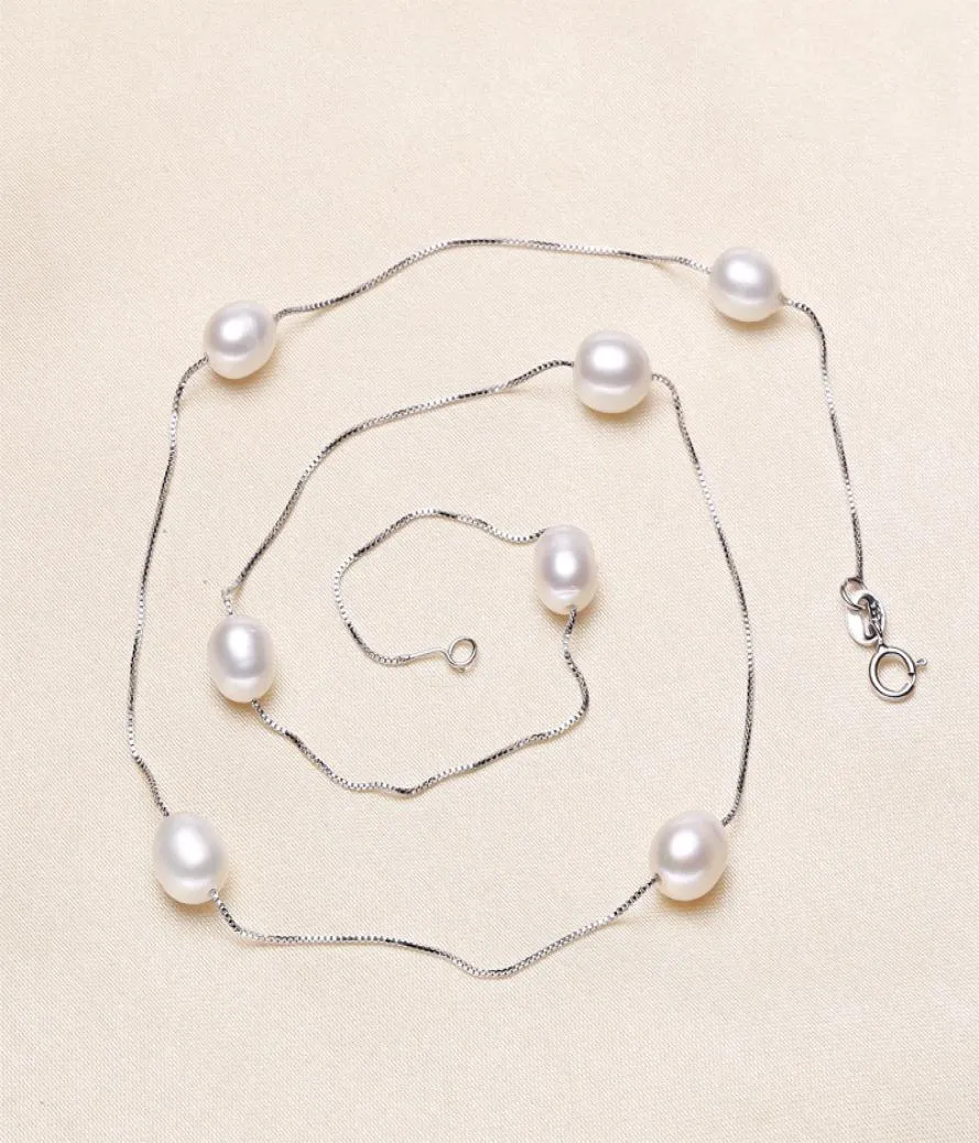 Freshwater Pearl Necklace 925 Silver Pendant Necklace For Women 78mm 4 color Natural Pearl Starry necklace Baroque Pearl Jewelry3448702