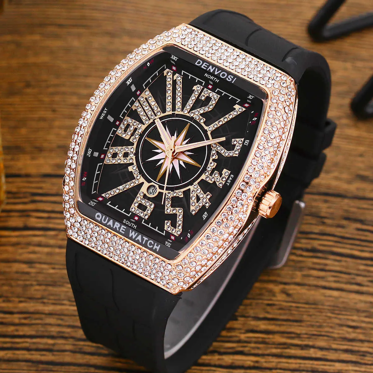 DHgate Denvosi Luxury Mens 39mm Quartz Diamond Watch Exquisite Waterproof Timepiece Watches