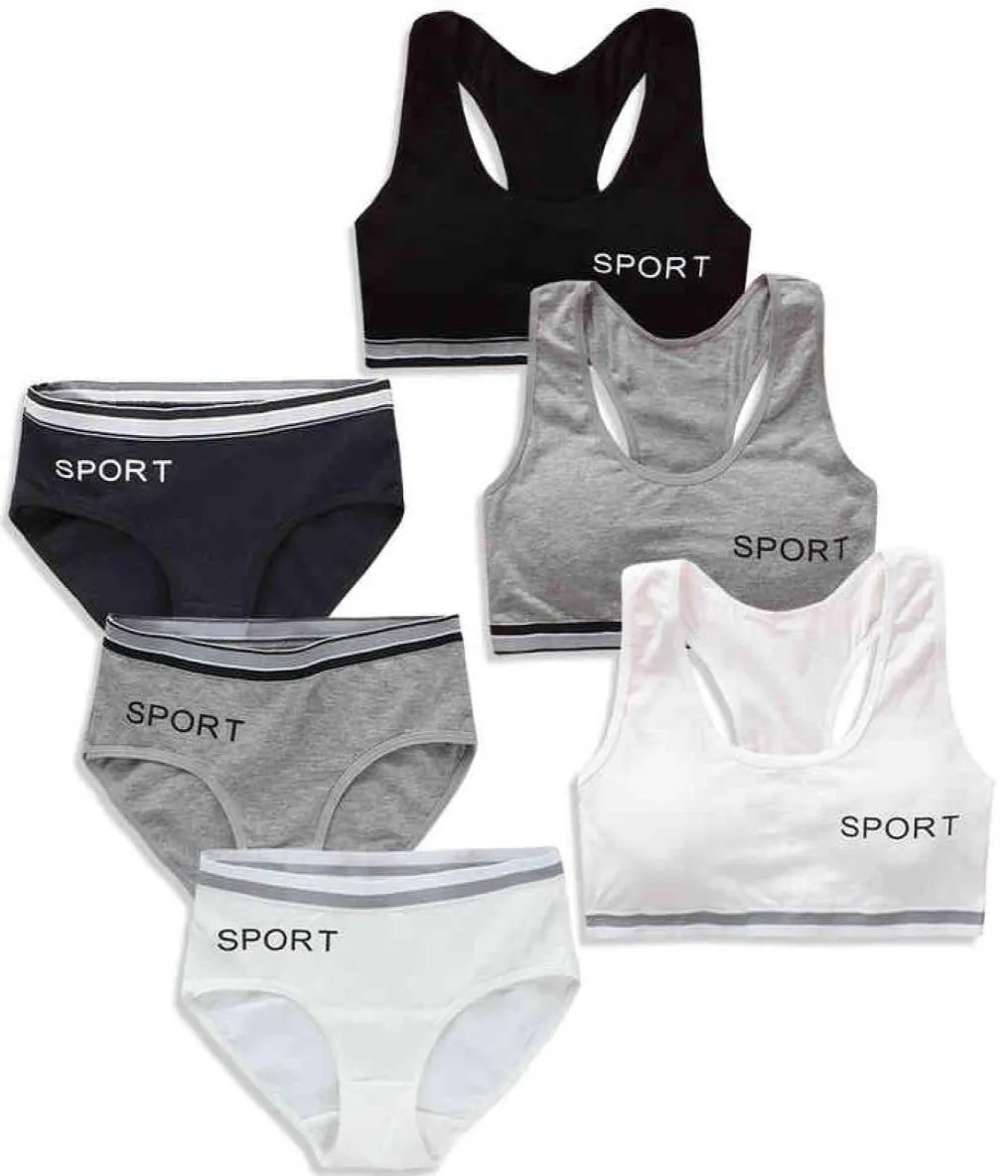 Girls Sports Bra Gym Underwear Wireless Teenager Cotton Young Training Set 816T4167995